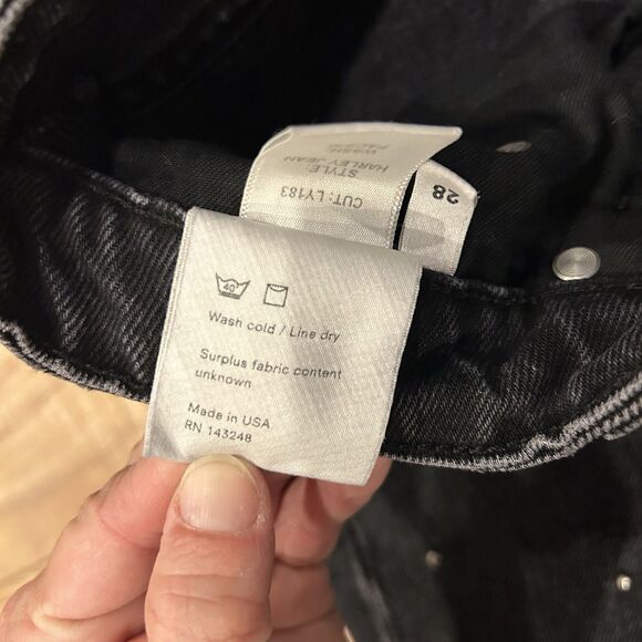 Reformation Pacific Black Studded Harley High Rise Slim Straight Jeans 28 - Picture 9 of 12